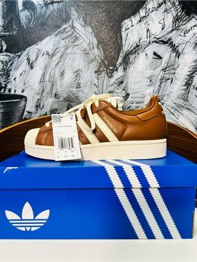adidas Superstar Sneaker in Brown and Cream